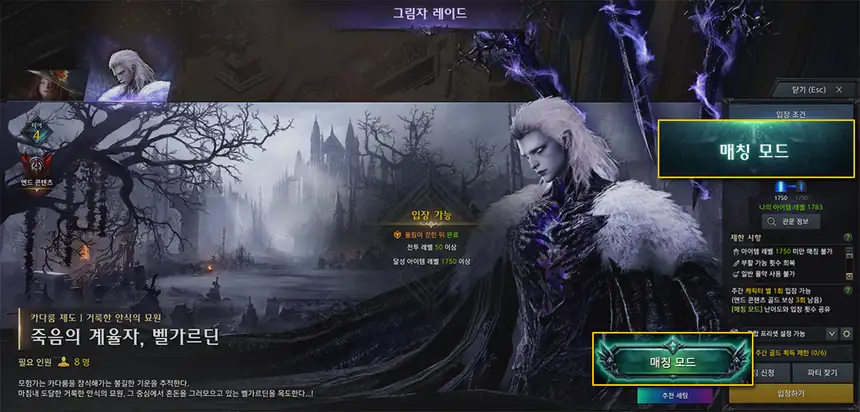 그림자 레이드 매칭 모드