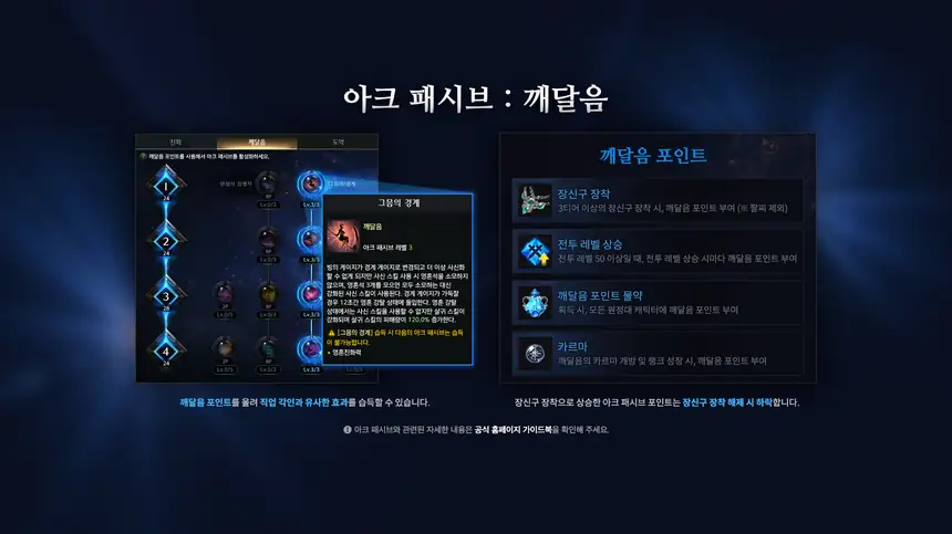 아크 패시브 깨달음 탭